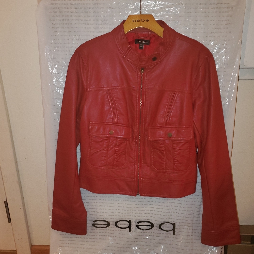 Faux leather motorcycle jacket
